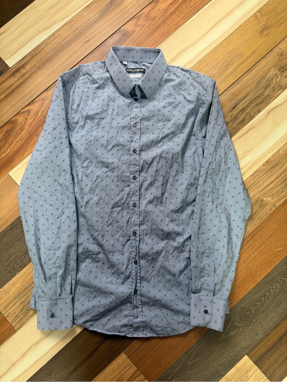 Dolce & Gabbana Light Gray Patterned Men's Dress Shirt